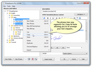 phrase_express_tree Screen shot of Phrase Express tree view